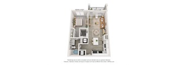 a stylized floor plan of a 1 bedroom192 sqft