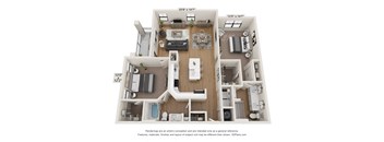 a 3d floor plan of a house with a bedroom and a living room