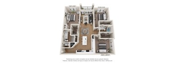 a floor plan of a 1 bedroom floor plan with roommates