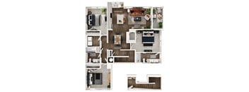 a floor plan of a house with a bedroom and a living room