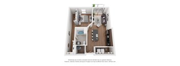 a 1 bedroom floor plan with a bathroom and a living room