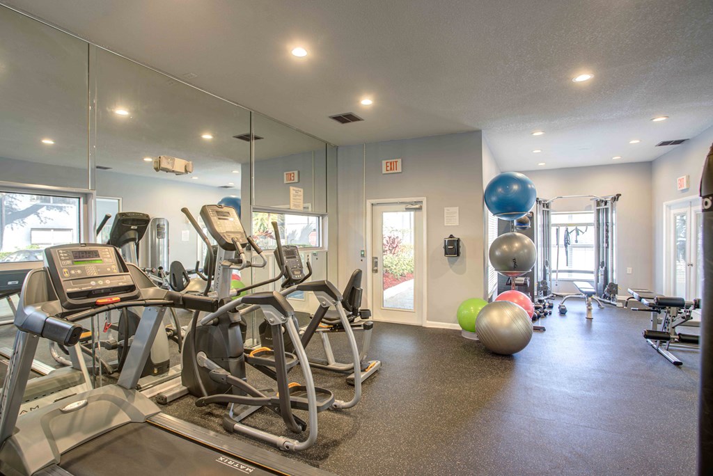 the gym at the preserve at polk apartments