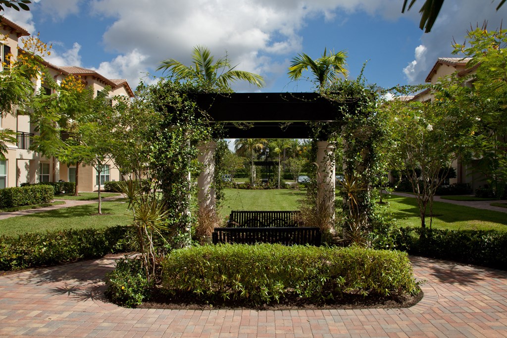 Apartment courtyard with grill