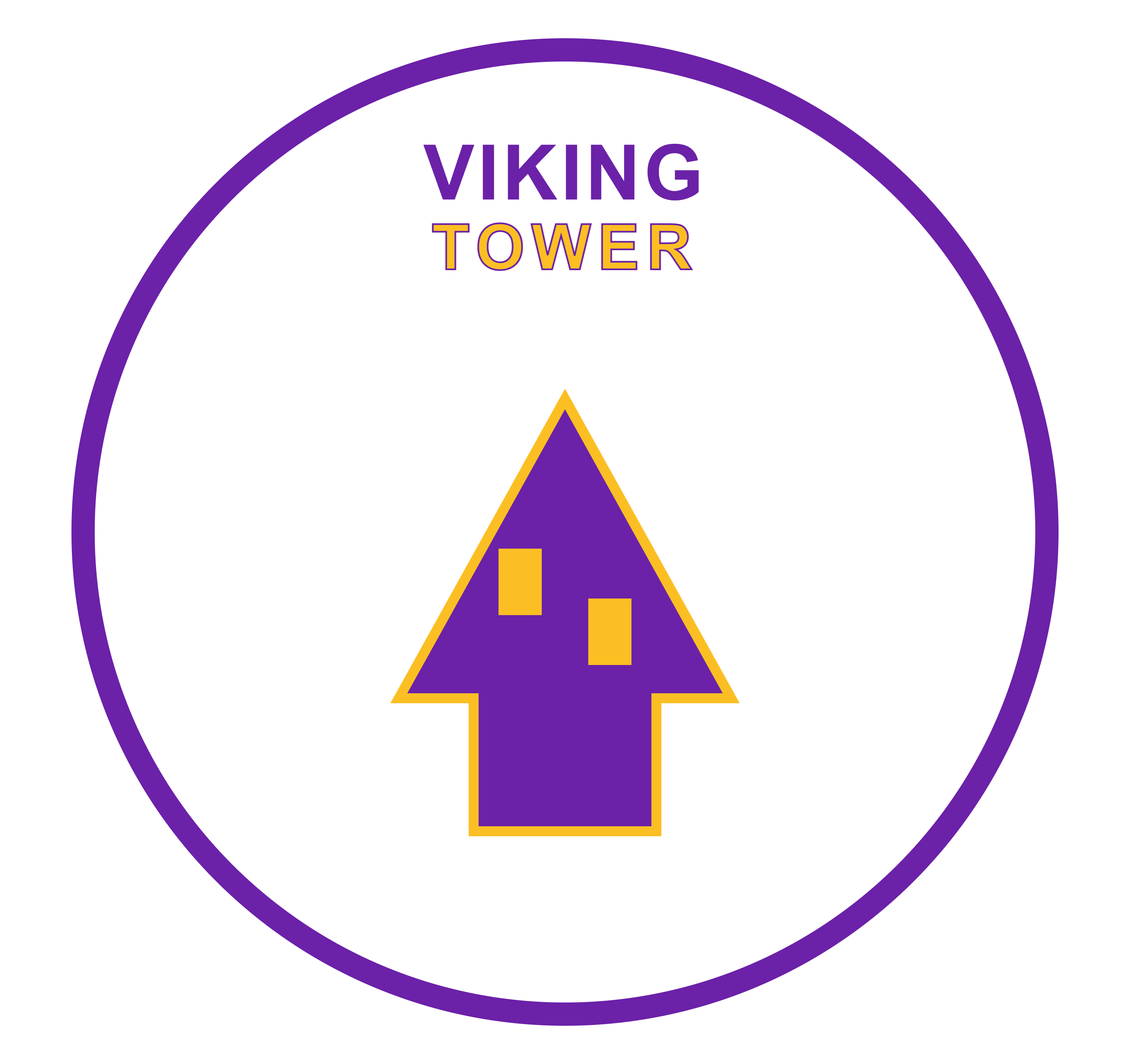 A graphic of a purple house with the words "VIKING TOWER" above it.