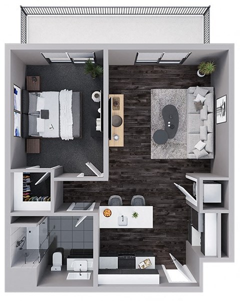 A26-1-Bedroom-1-Bathroom Floor Plan at Stadium Lofts, Kannapolis