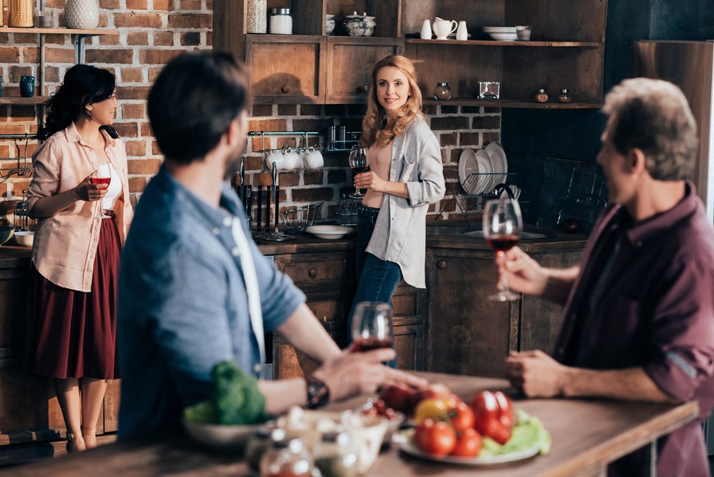 People In Kitchen at Stadium Lofts, Kannapolis