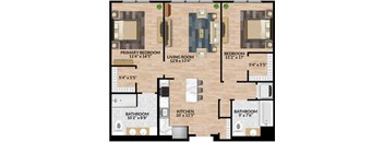 A floor plan of a house showing the layout of the rooms.