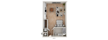 A small room with a bed, a desk, and a chair.
