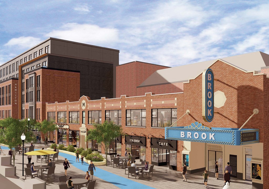 Exterior rendering of the streetscape in front of The Rail at Bound Brook in Bound Brook, NJ