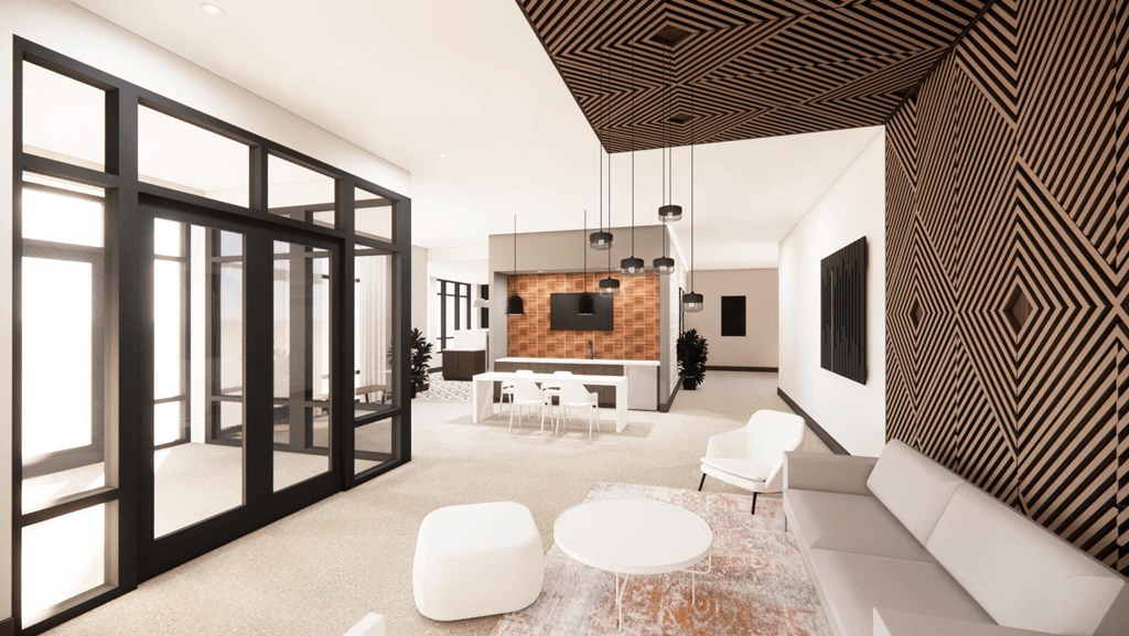 Entrance lobby at The Rail at Bound Brook Apartments in New Jersey