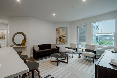 Spacious pet-friendly apartment interior at The Rail at Bound Brook, NJ.