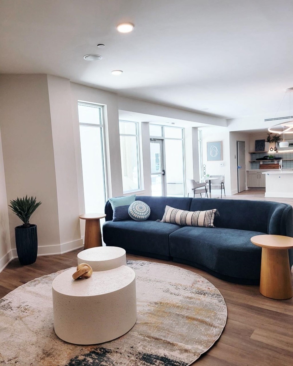 clubroom with a blue couch and a coffee table at Novi Rise, North Carolina