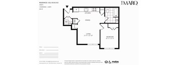 A floor plan for a residence with 1818-K, 1 bedroom, and 1 bath.
