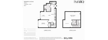 A floor plan for a two-story home with a living room, dining room, kitchen, and bedrooms.