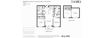 A floor plan for a residence with two bedrooms and a bath is shown.