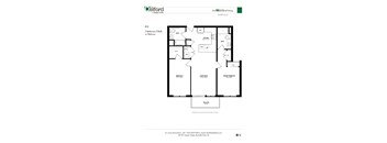 A floor plan for a 2 Bedroom/2 Bath with balcony apartment.
