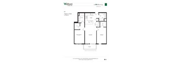 A floor plan for a Delford Village Center apartment shows apartment B11 with two bedrooms and a balcony.