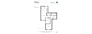 A floor plan for a 2 Bedroom/2 Bath apartment at The Delford Village Center.