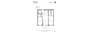 A black and white floor plan of a Delford Village Center apartment.