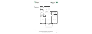 A floor plan for a 2 Bedroom/2 Bath condo with a balcony.