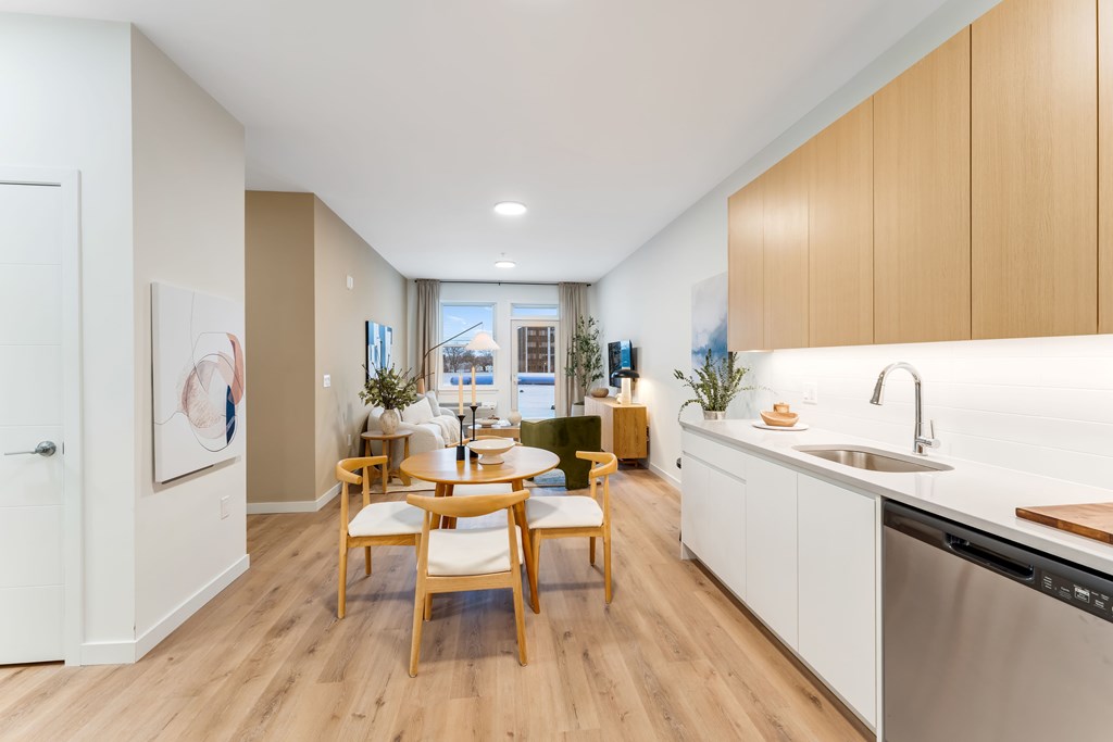 A Kitchen With Sink at Hue Soul Apartments, East Orange, New Jersey