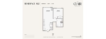 A floor plan for a residence at The Clair in Montclair, NJ.