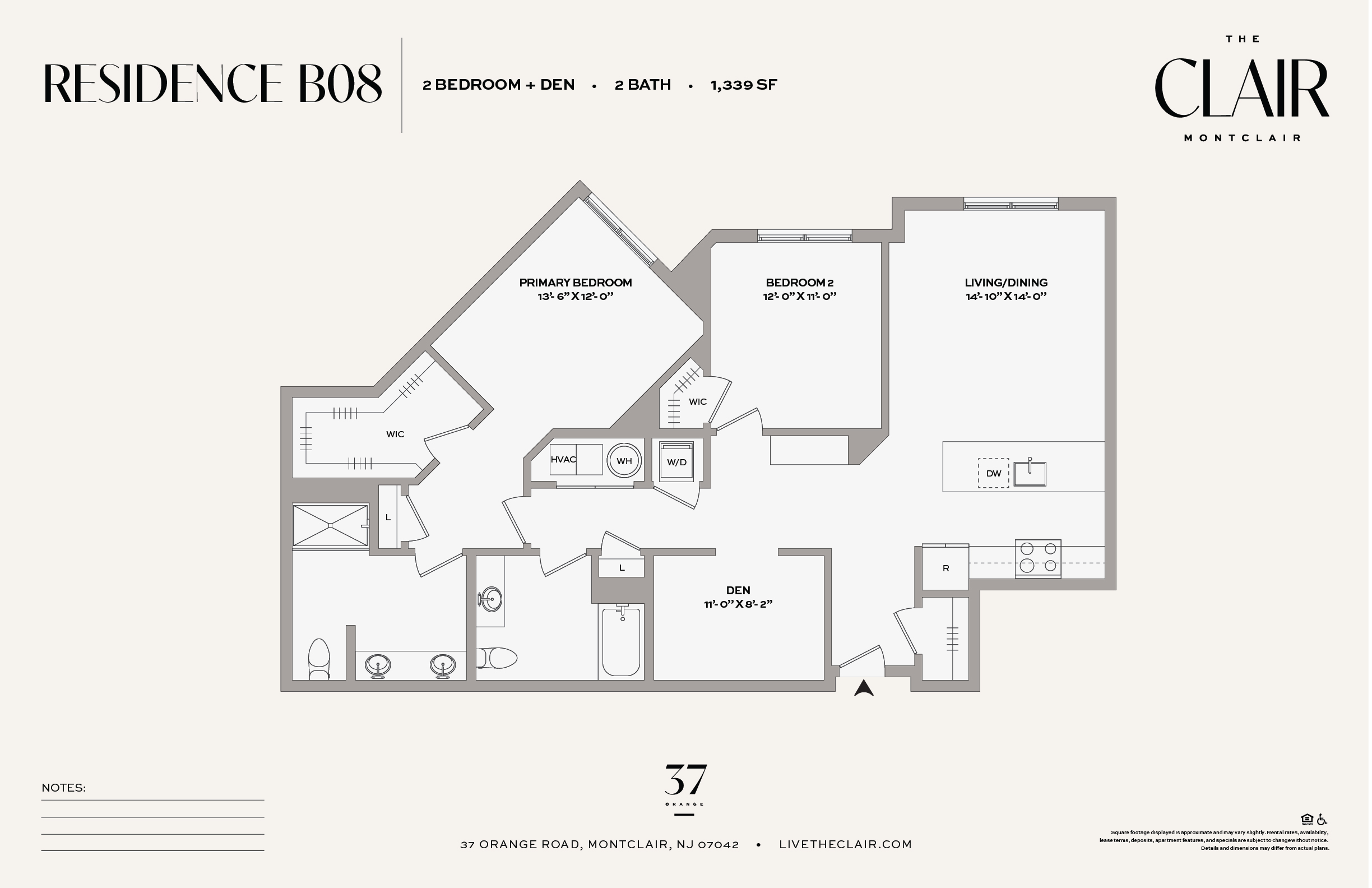 1339 sq ft 2 bed/2bath PLUS den
