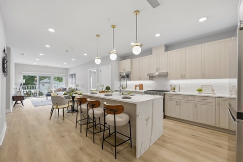 Kitchen with executive waterfall island