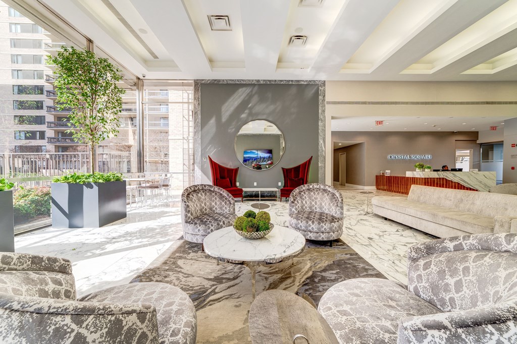 Decorated Reception And Lobby Area at Crystal Square, Arlington, 22202