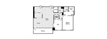 1 Bed + Den, 1.5 Bath 1288 SF A18G