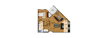 a floor plan of a home with a wooden floor