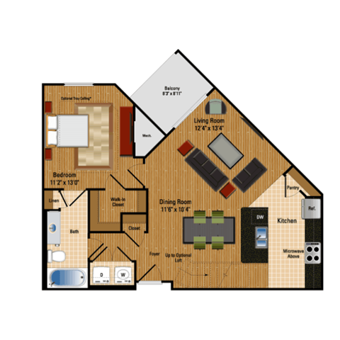 a floor plan of a home with a wooden floor