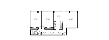 floor plan of the lower level of a 1 bedroom floor plan for an open floor
