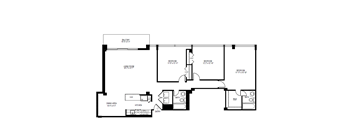 A black and white image of a floor plan for a house.