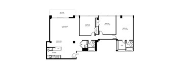 A black and white image of a floor plan for a house.
