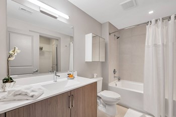 Quartz countertops and Italian style vanity in bathrooms with oversized soaking tubs Apartments for rent in Crystal City - Photo Gallery 6