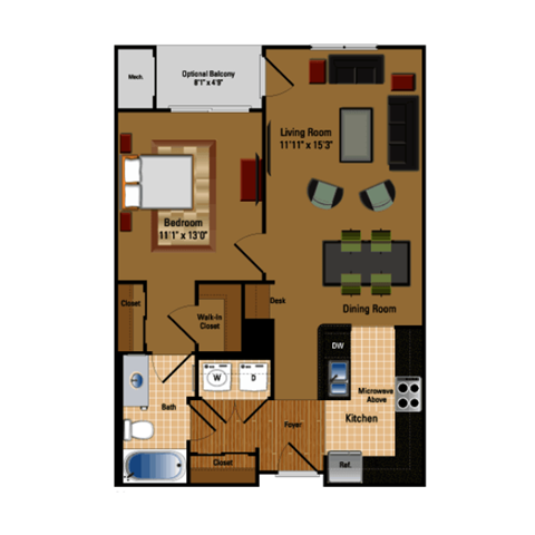 one-bedroom, one-bathroom in Lorton, VA