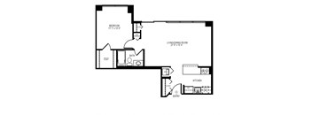 a floor plan of a house with a bedroom and a living room