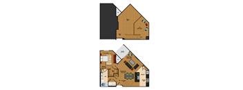 1 Bed + Loft, 1 Bath 854 SF AL1 at The Cosmopolitan at Lorton Station, Virginia