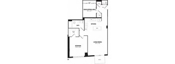 A black and white image of a floor plan for an apartment.