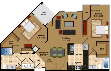 2-bedroom, 2-bathroom in Lorton, VA