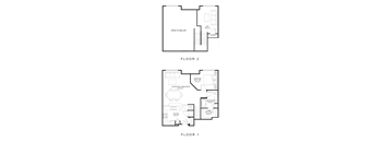 A drawing of a two-story house with Floor 1 and Floor 2 labeled.