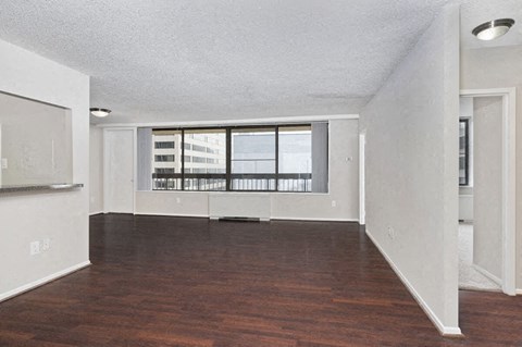 Living Room With Expansive Window at Crystal Square, Virginia
