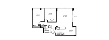 a floor plan of an open floor plan with a bedroom and a living room