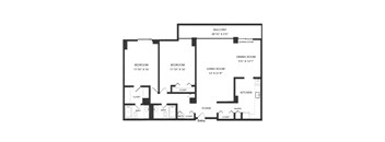 A black and white image of a house floor plan.