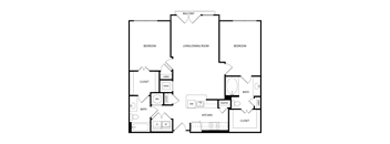 A black and white floor plan of a house with labeled rooms.
