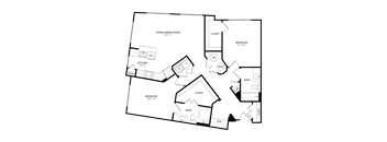 A black and white image of a house floor plan with labeled rooms and measurements.