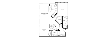 A black and white image of a house floor plan.