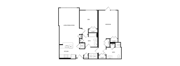 A black and white floor plan of a house with labeled rooms.