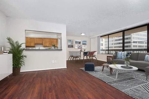Living Area With Kitchen View at Crystal Square, Virginia, 22202